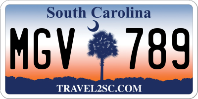 SC license plate MGV789