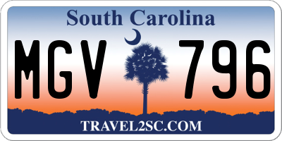 SC license plate MGV796