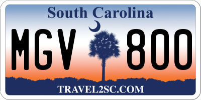 SC license plate MGV800