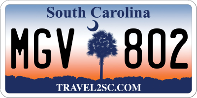 SC license plate MGV802