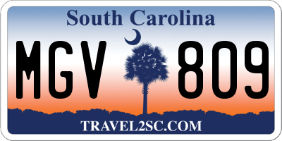 SC license plate MGV809