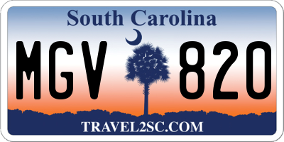 SC license plate MGV820