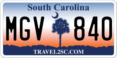 SC license plate MGV840