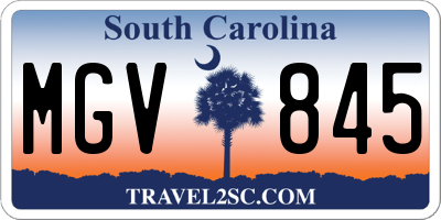 SC license plate MGV845
