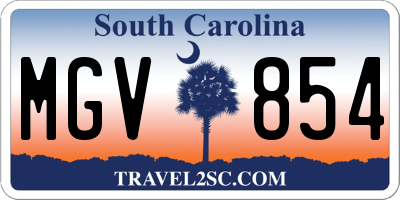 SC license plate MGV854