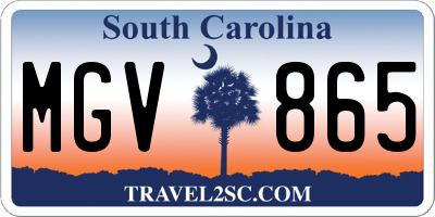 SC license plate MGV865