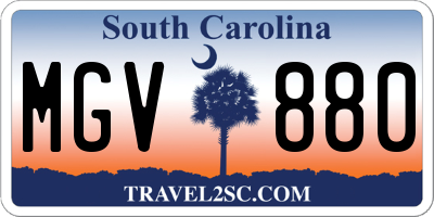 SC license plate MGV880