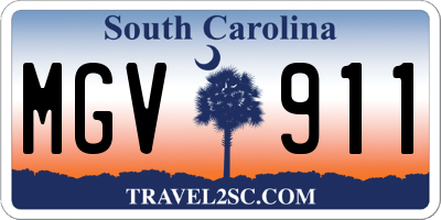 SC license plate MGV911