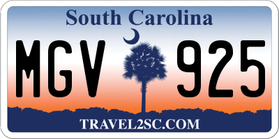SC license plate MGV925