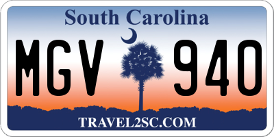 SC license plate MGV940