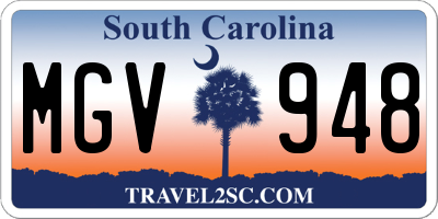 SC license plate MGV948