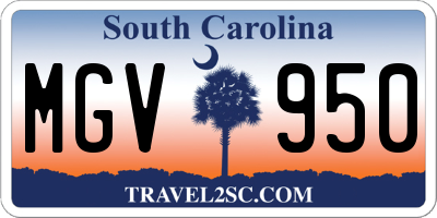 SC license plate MGV950