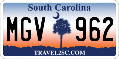 SC license plate MGV962