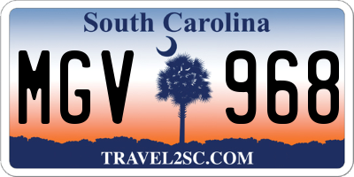SC license plate MGV968