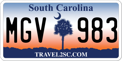SC license plate MGV983