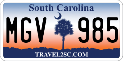 SC license plate MGV985