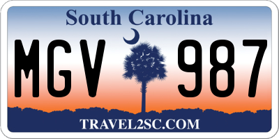 SC license plate MGV987