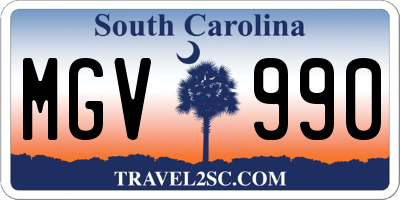 SC license plate MGV990
