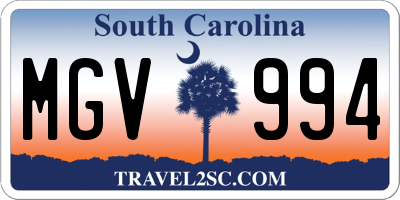 SC license plate MGV994