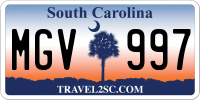 SC license plate MGV997