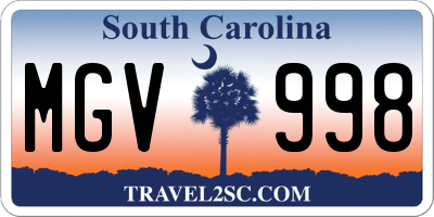 SC license plate MGV998
