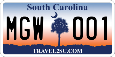 SC license plate MGW001