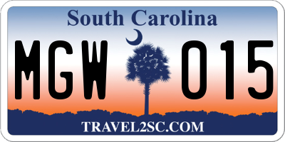 SC license plate MGW015