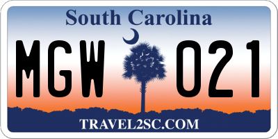 SC license plate MGW021