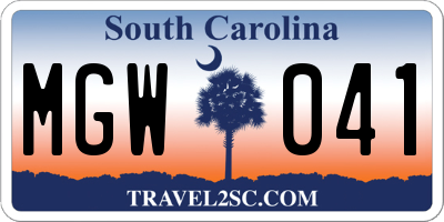 SC license plate MGW041
