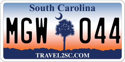 SC license plate MGW044