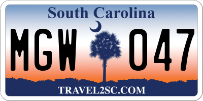 SC license plate MGW047
