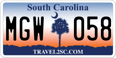 SC license plate MGW058