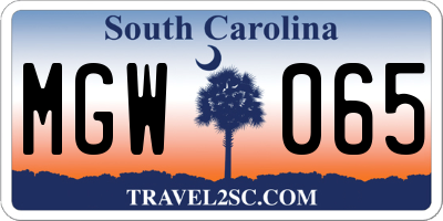 SC license plate MGW065