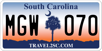 SC license plate MGW070