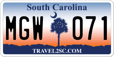 SC license plate MGW071