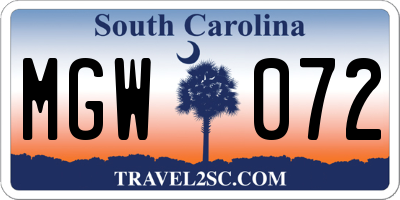 SC license plate MGW072