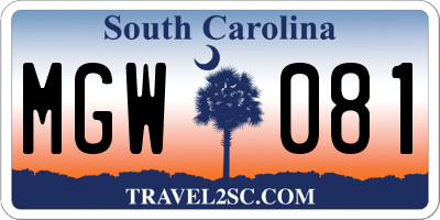 SC license plate MGW081