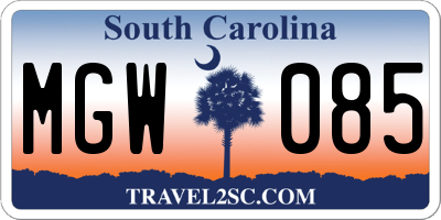 SC license plate MGW085