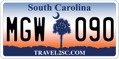 SC license plate MGW090