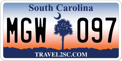 SC license plate MGW097