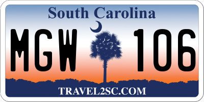 SC license plate MGW106