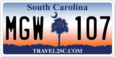 SC license plate MGW107