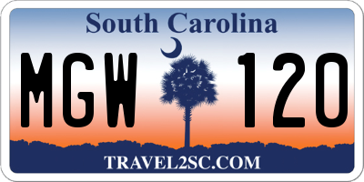 SC license plate MGW120