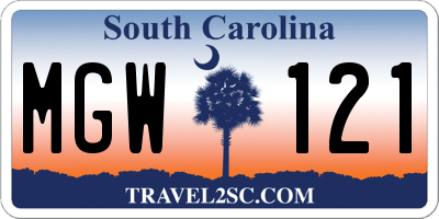SC license plate MGW121