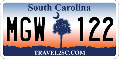 SC license plate MGW122