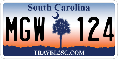 SC license plate MGW124