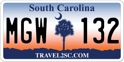 SC license plate MGW132
