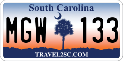 SC license plate MGW133