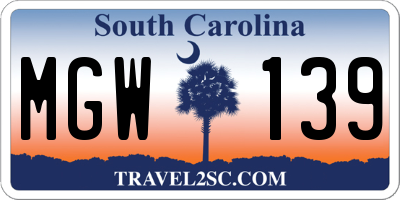 SC license plate MGW139