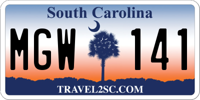 SC license plate MGW141